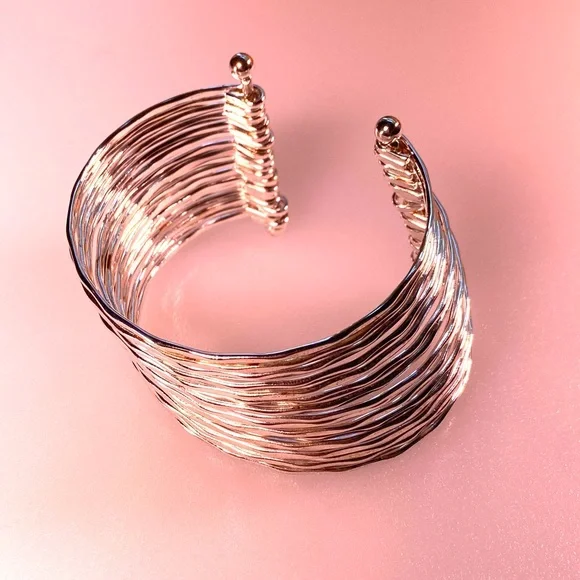 Silver Tone Stacking Look Cuff Bracelet - Picture 8 of 9